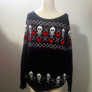 Torrid Skulls And Hearts Knit Sweater